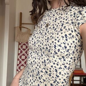 Reformation Blue and White Floral dress